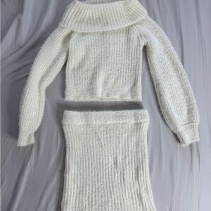 Fashion Nova White Cowl Neck Sweater Set